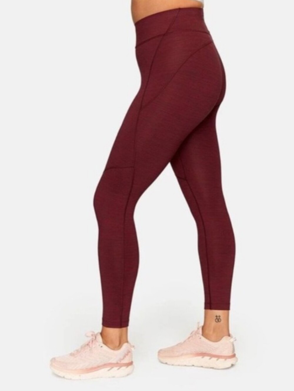 Outdoor Voices High-Rise Seamed Leggings in Burgundy